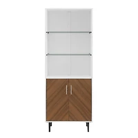 Walker Edison 68" Solid White Hutch with Bookmatch Doors