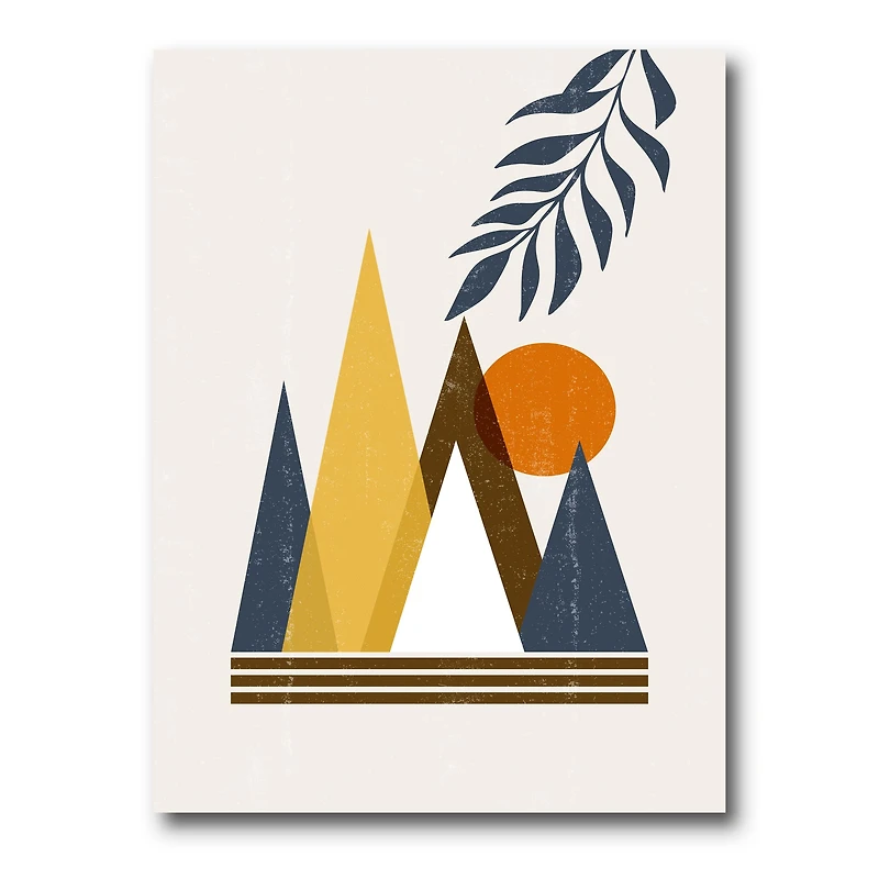 Designart - Abstract Sun and Moon In Mountains I
