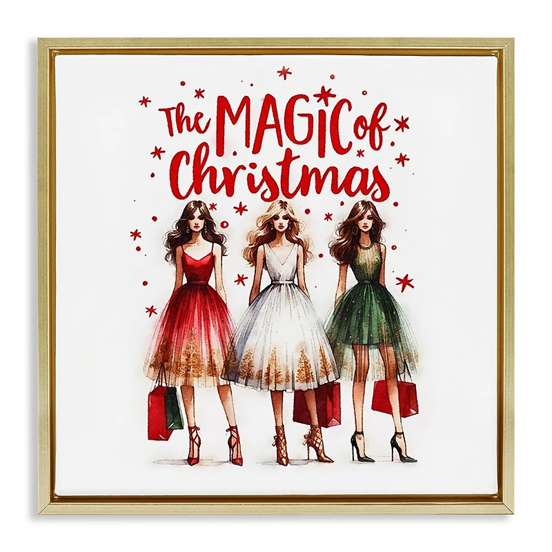 Stupell Industries Glam Magic Of Christmas Floating Frame Wall Art