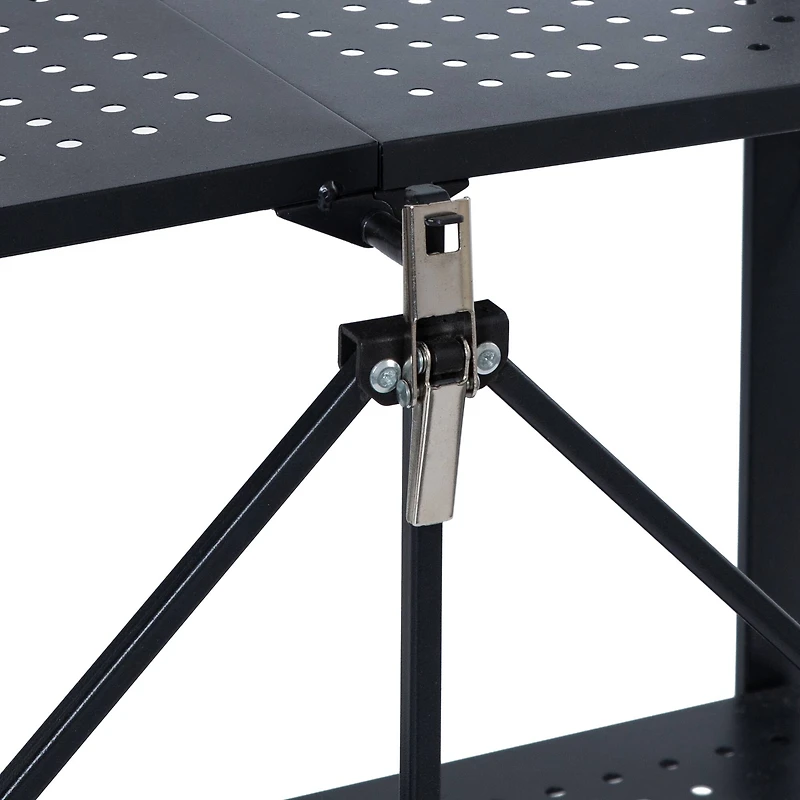 Organize It All Black -Tier Foldable Metal Rack with Wheels
