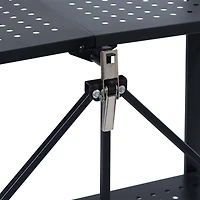 Organize It All Black -Tier Foldable Metal Rack with Wheels