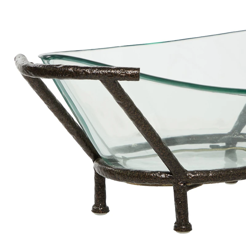 Copper Glass & Metal Modern Serving Bowl