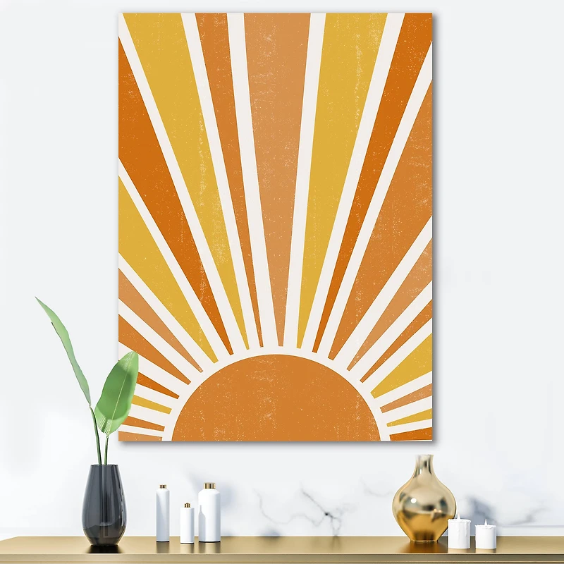 Designart - Minimalist Bright Shining Orange Sun Rays II