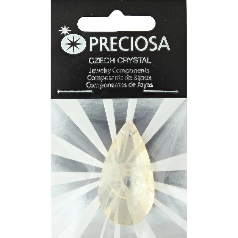 John Bead Preciosa Czech Crystal Honey Drop Almond Pendant, 38mm