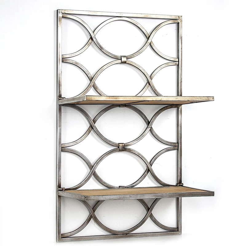16.25" Wood & Metal Hanging Shelf Rack