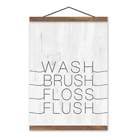 Wash Brush Floss Flush 12" x 16" Teak Hanging Canvas