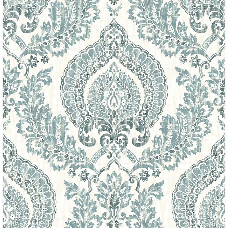 NuWallpaper Kensington Damask Blue Peel & Stick Wallpaper