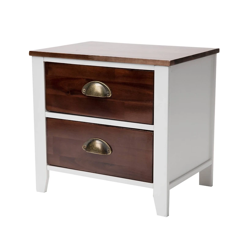 Mind Reader Woodland Collection Brown & White 2-Drawer Nightstand