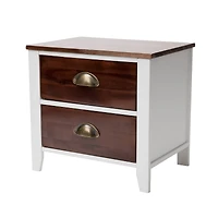 Mind Reader Woodland Collection Brown & White 2-Drawer Nightstand