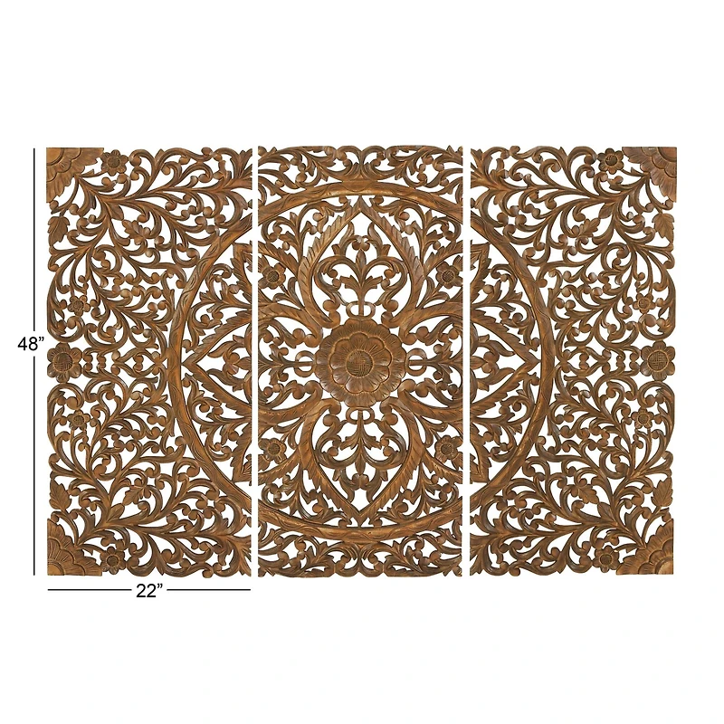 48" Brown Wood Traditional Wall Decor, 3ct.
