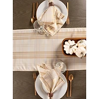 DII® 108" Cream Metallic Plaid Table Runner