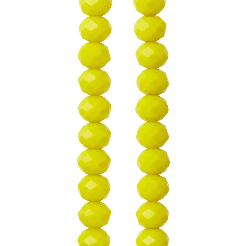 12 Pack: Yellow Glass Faceted Rondelle Beads, 7mm by Bead Landing™
