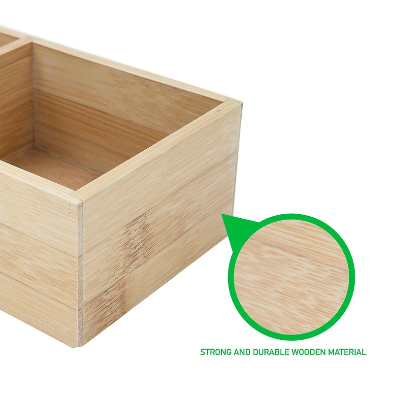Mind Reader 3-Section Bamboo Countertop Organizer