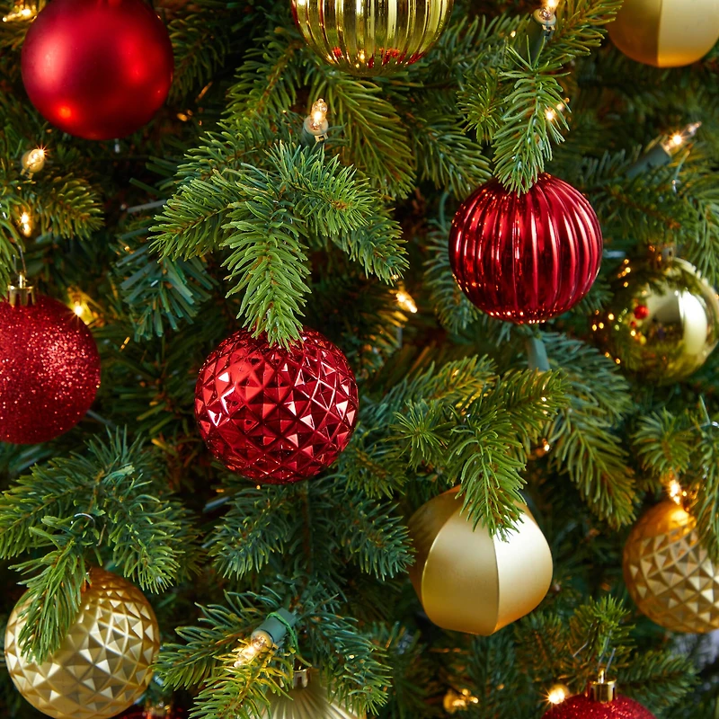 101ct. 2" Red & Gold Shatterproof Ball Ornaments