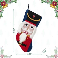 Glitzhome® 21"L Hooked Christmas Nutcracker Stocking