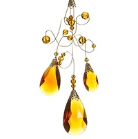 Amber And Gold Beaded Teardrop Ornament