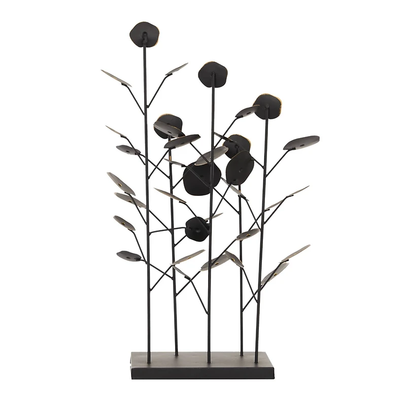 21" Black Metal Contemporary Nature Sculpture