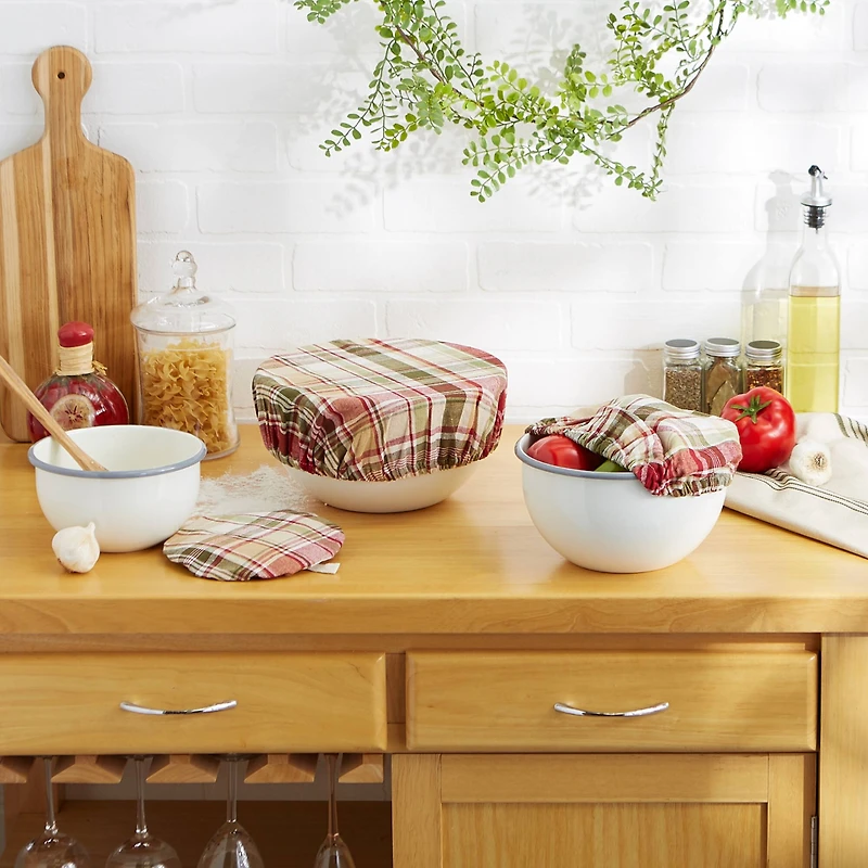 Give Thanks Plaid Woven Dish Cover Set