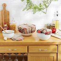 Give Thanks Plaid Woven Dish Cover Set