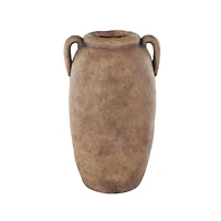 16.5" Copper Antique-Style Textured Ceramic Vase with Handles