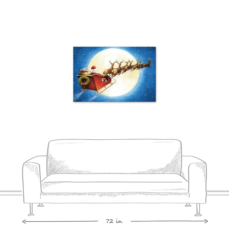 Santa Sleigh Moon Canvas Wall Art