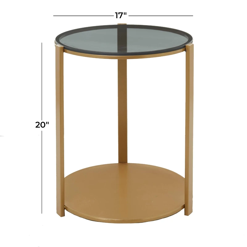 Bronze Metal Contemporary Accent Table, 20" x 17" x 17"