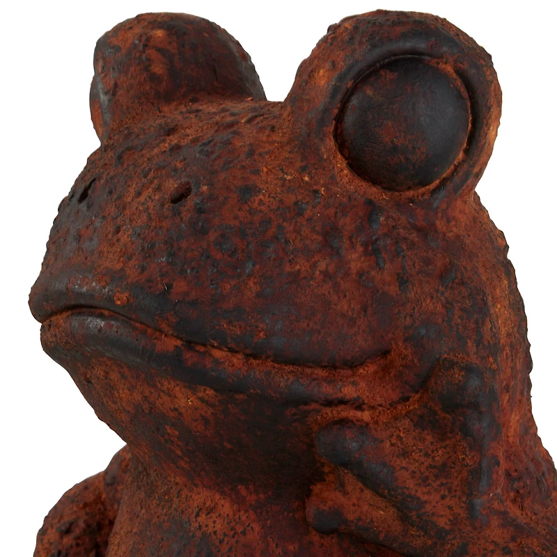 16" Rust Stone Frog Garden Sculpture