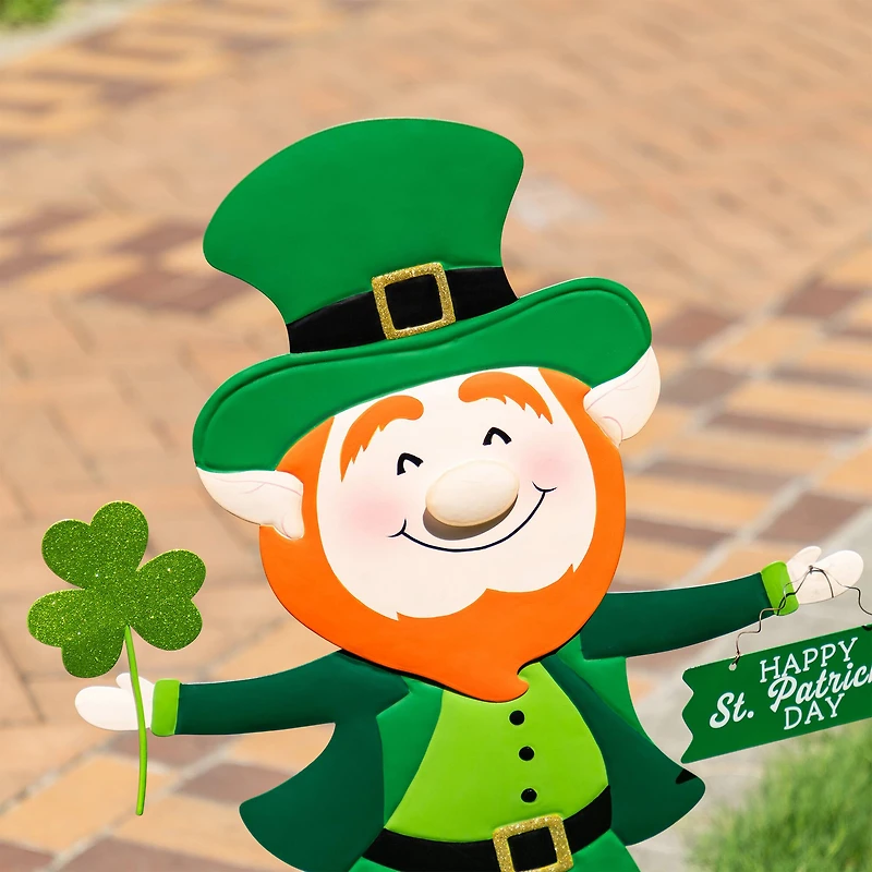 Glitzhome® 36" St.Patrick's Metal Leprechaun Yard Stake