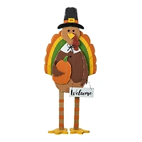 Glitzhome® 30.25" Thanksgiving Wood Turkey Porch Décor