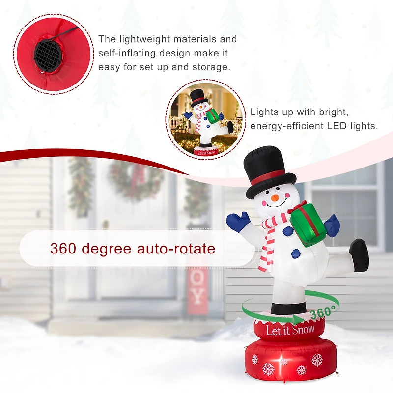 Glitzhome® 6ft. Lighted Inflatable Rotating Snowman Décor