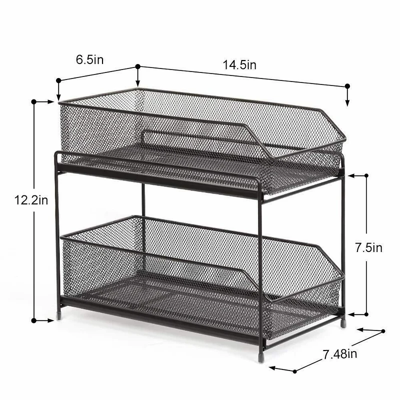 NEX™ Dark Brown 2-Tier Sliding Basket Organizer Drawer