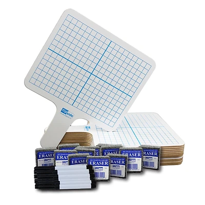 Flipside Two-Sided Rectangular Dry Erase Graphing Paddles, Pens & Erasers Set