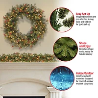 48" Pre-Lit Wintry Pine Wreath