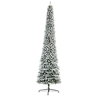 11ft. Pre-Lit Flocked Artificial Pencil Christmas Tree, Clear Lights