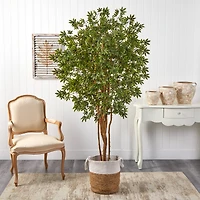 6ft. Japanese Maple Artificial Tree in Handmade Natural Jute and Cotton Planter