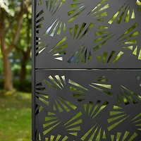 Glitzhome® 6ft. Black Galvanized Steel Irregular Geometric Pattern Privacy Screen Fence Panel & Room Divider