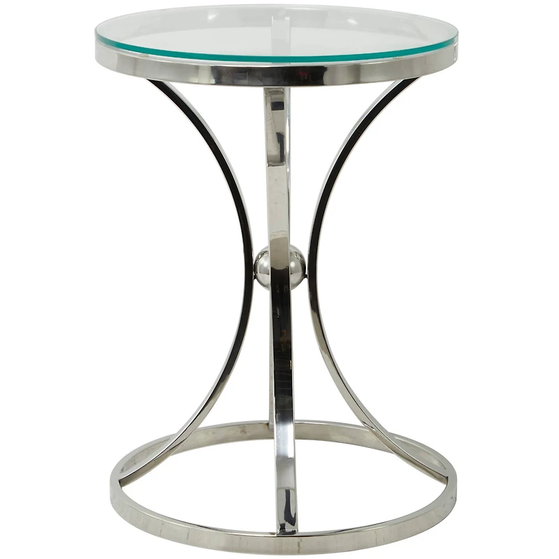 Silver Stainless Steel Contemporary Accent Table, 18" x 18" x 25"