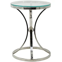 Silver Stainless Steel Contemporary Accent Table, 18" x 18" x 25"