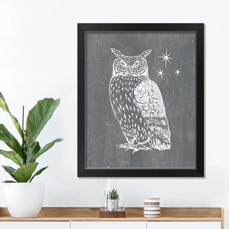 Owl Print Black Framed Print Wall Art