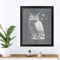 Owl Print Black Framed Print Wall Art