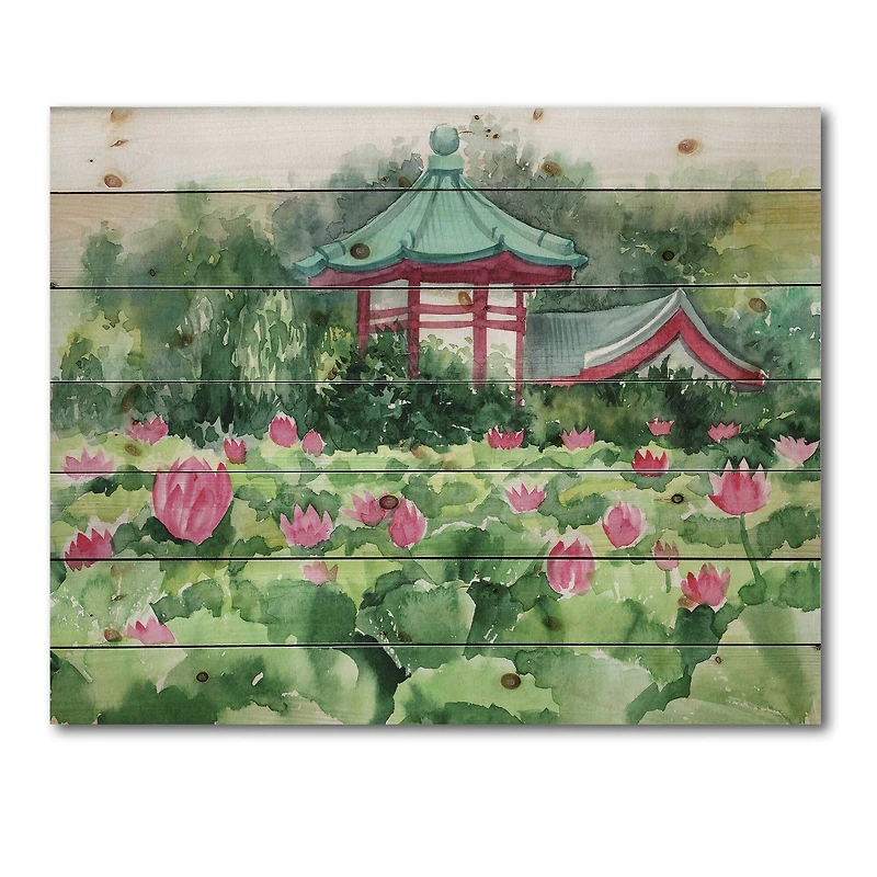 Designart - Lotus Lake and Pagoda