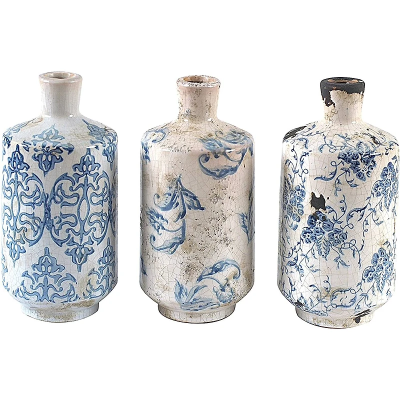 Hello Honey® Blue & White Terracotta Vases Set