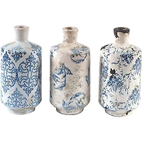 Hello Honey® Blue & White Terracotta Vases Set