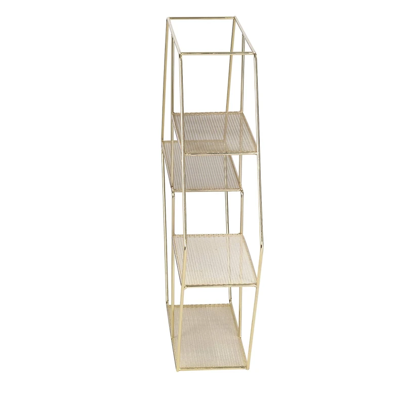 Honey Can Do 21" Gold Hexagonal Decorative 4-Tier Metal Wall Shelf