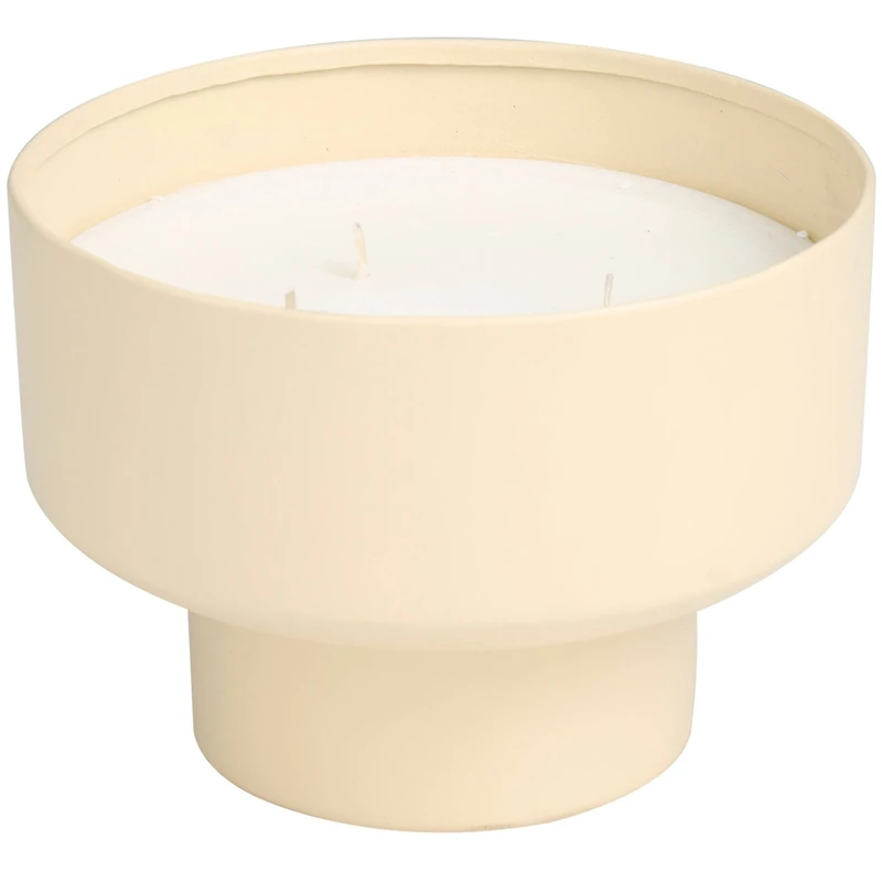 White Wax Sweet Bamboo Scented Candle with Elevated Matte Tan Container