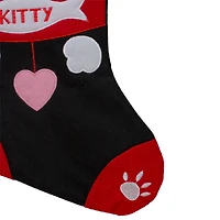 19.5" Black & Red Embroidered Kitty Cat Christmas Stocking