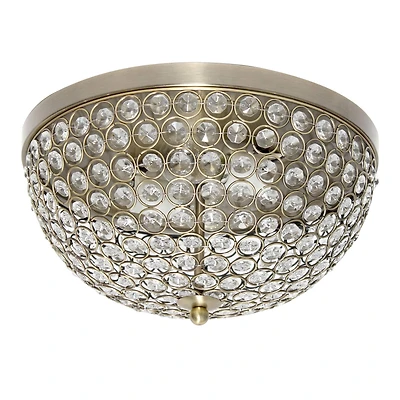 Lalia Home 13" Antique Brass Glam 2-Light Dome Flush Mount