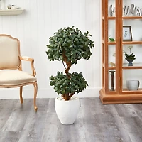 4ft. Sweet Bay Double Ball Topiary Artificial Tree in White Planter