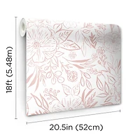 RoomMates Pink & White Floral Sketch Peel & Stick Wallpaper