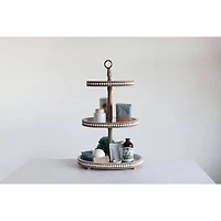 Hello Honey® 30.5" Decorative Oval 3-Tier Wood Tray with Handle